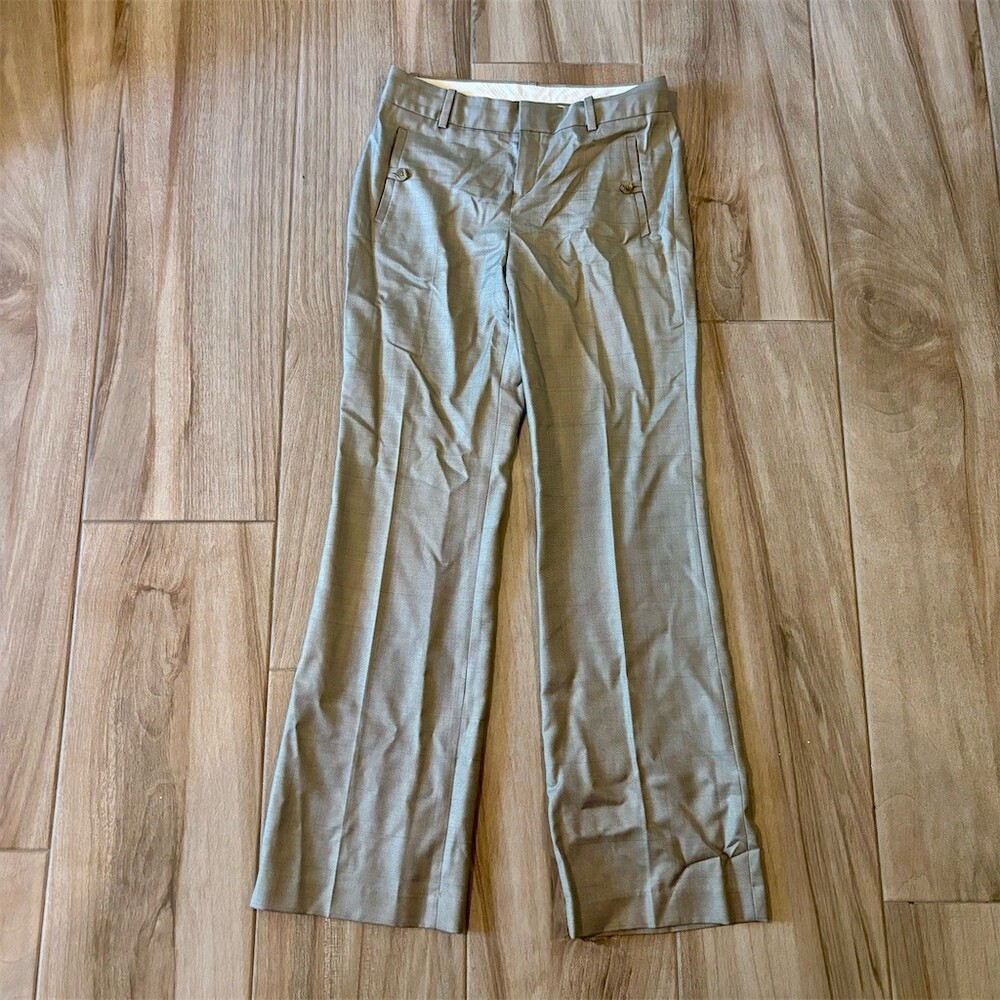 Banana Republic Dress Pants Womens Size 4 Beige Wide-Leg Stretch Workwear